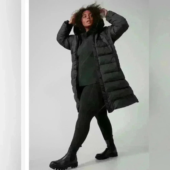Athleta Downtown Parka II black Heather FeatherDry down Winter Jacket size XS - Picture 2 of 4